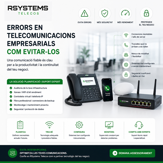 Errors en telecomunicacions empresarials | RSystems Telecos